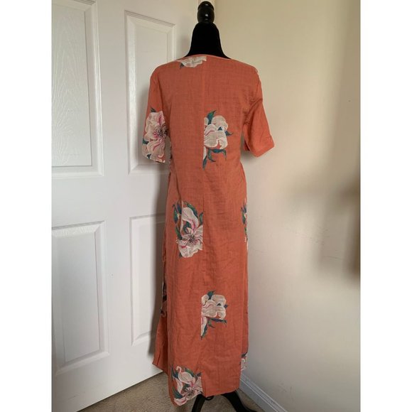 Coral Cotton Floral Maxi Dress - Picture 6 of 9